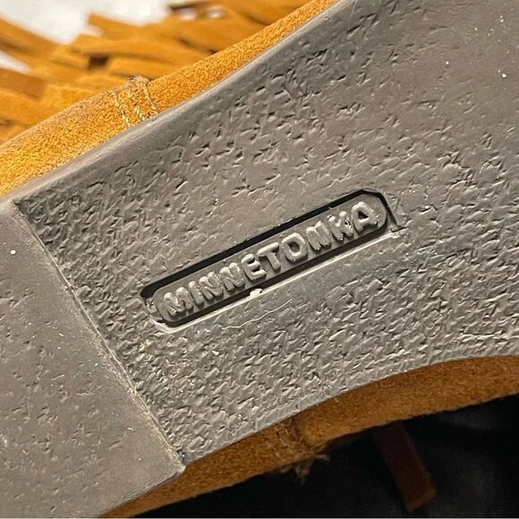 Minnetonka Women’s 3-Layer Fringe Brown Suede Leather Boots Size 8 - Picture 12 of 16